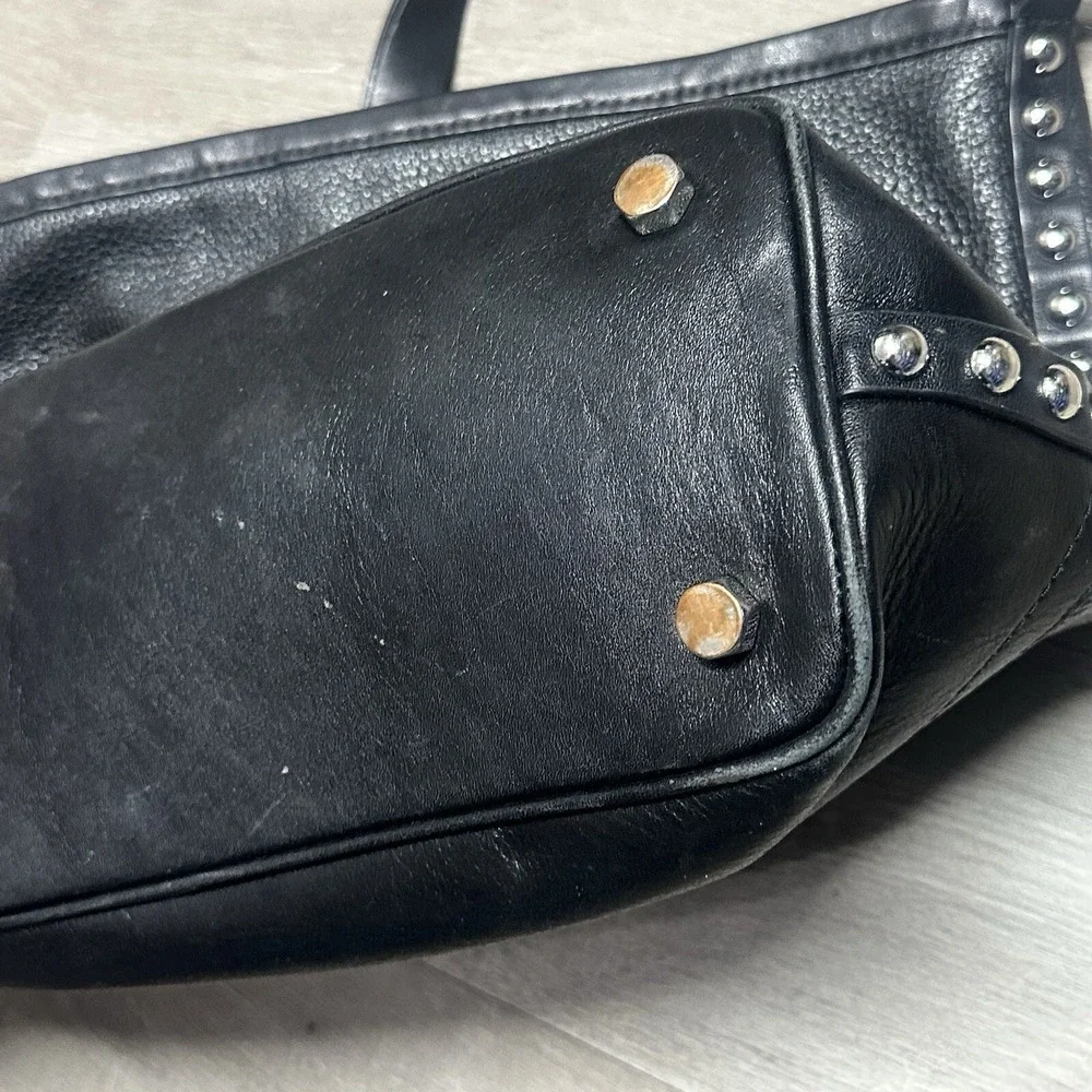 Rebecca Minkoff Blythe Black Leather Shoulder Bag Purse Studded Hobo Black
